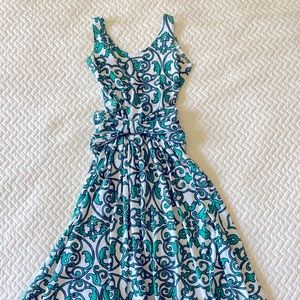 Cotton 90s dress (green/white)